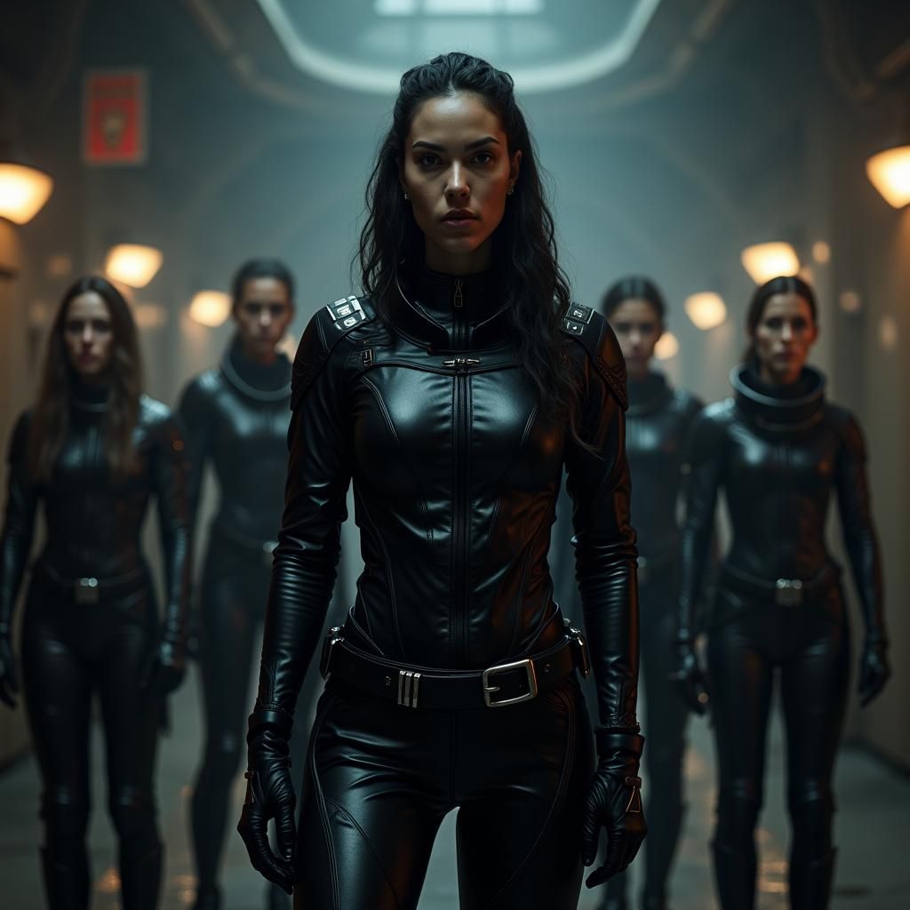 Powerful Woman in Black Leather: Cinematic Prison Scene