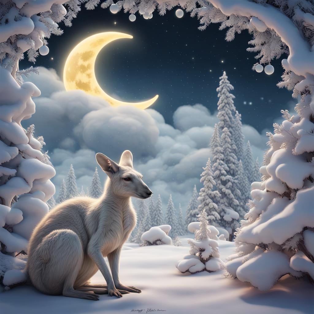 Dreamy Christmas Wonderland with Albino Kangaroo