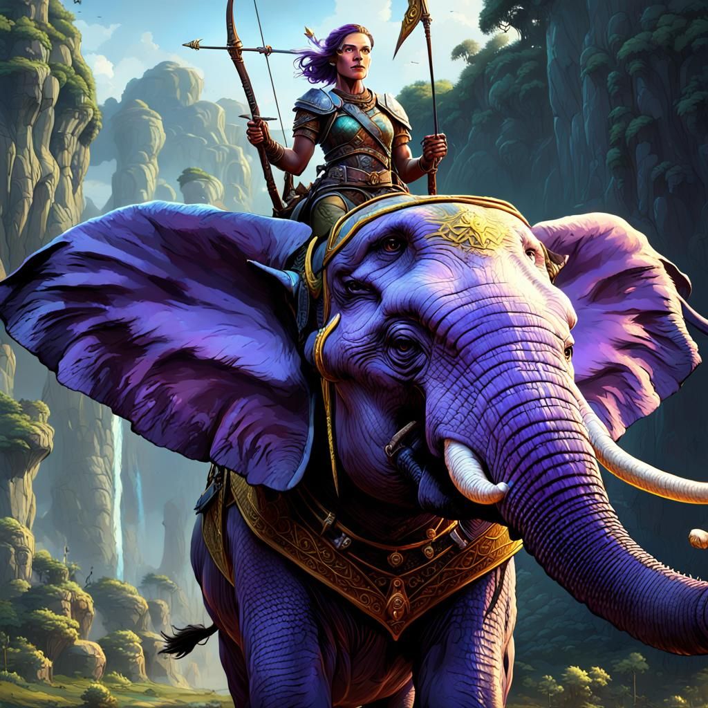 Epic War Elephant with Archers, Dark Fantasy Art