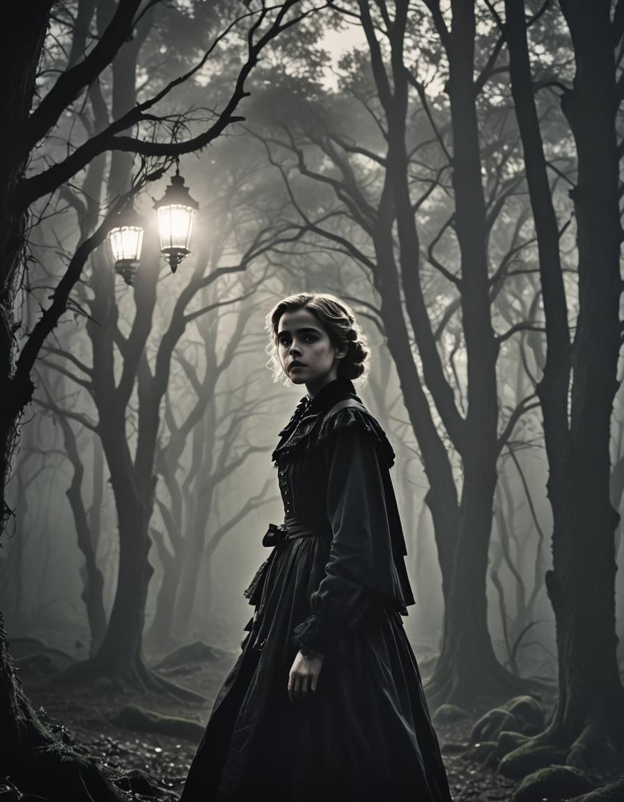 Gothic Adventuress in Mystic Forest: Film Noir Style