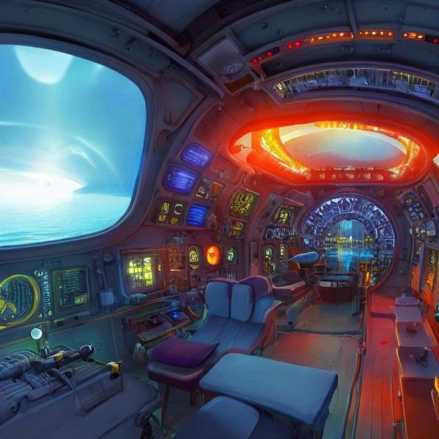 Colorful Submarine Interior in 3D Render