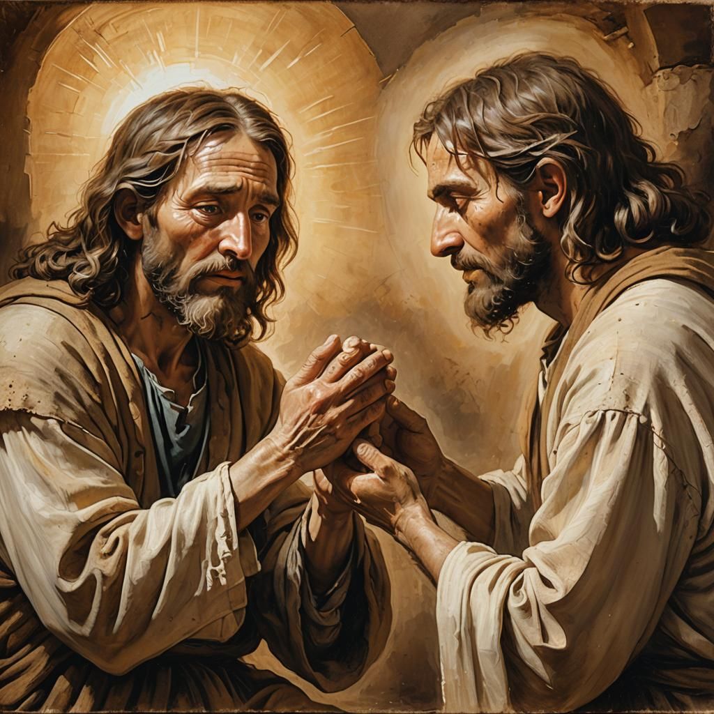 Jesus Applies Healing Clay to the Blind Man's Eyes