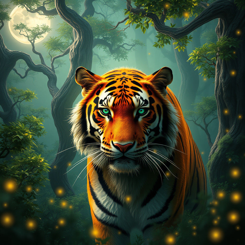 Enchanted Tiger in Mystical Forest Art