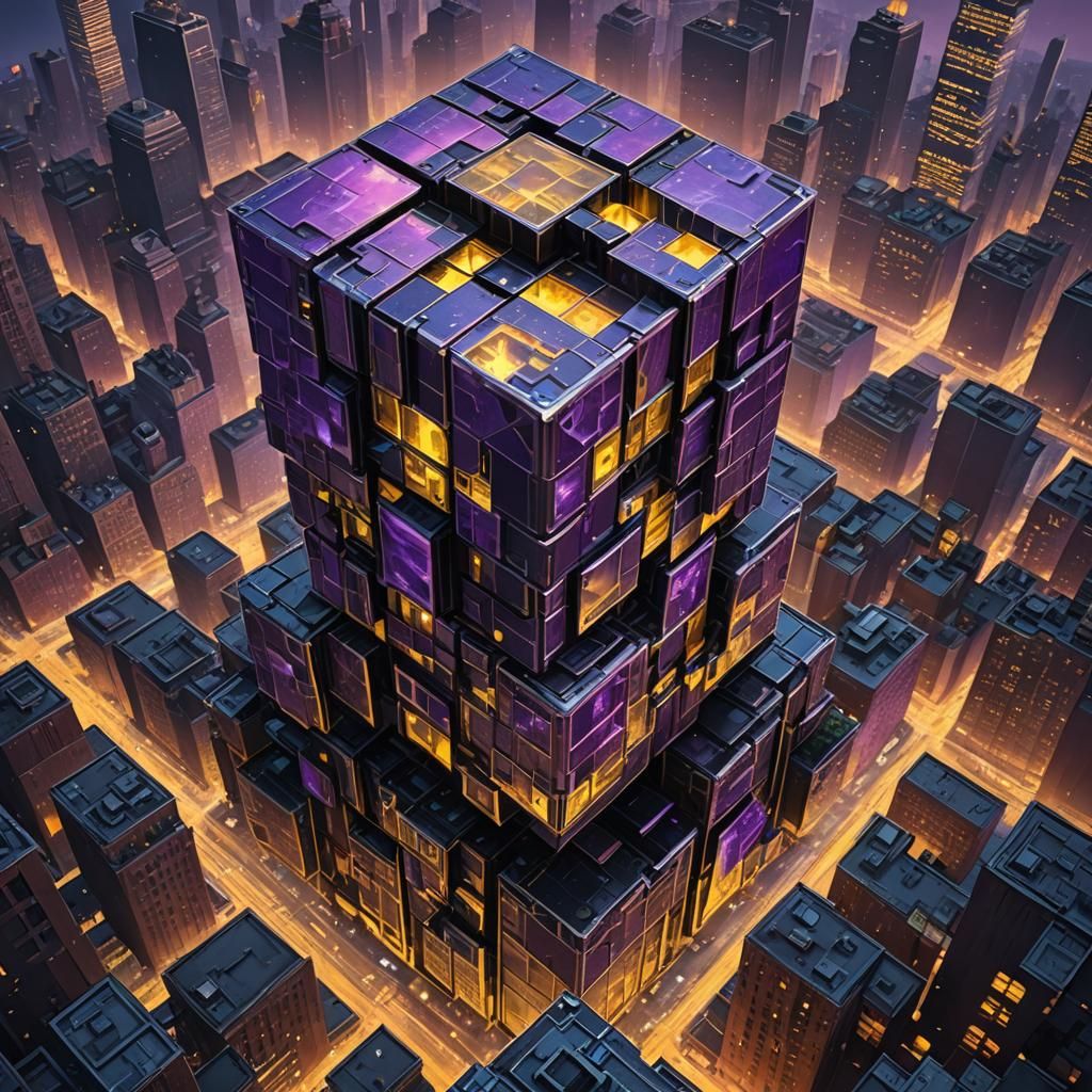 Borg Cube Dominates New York City: Dark Fantasy Art