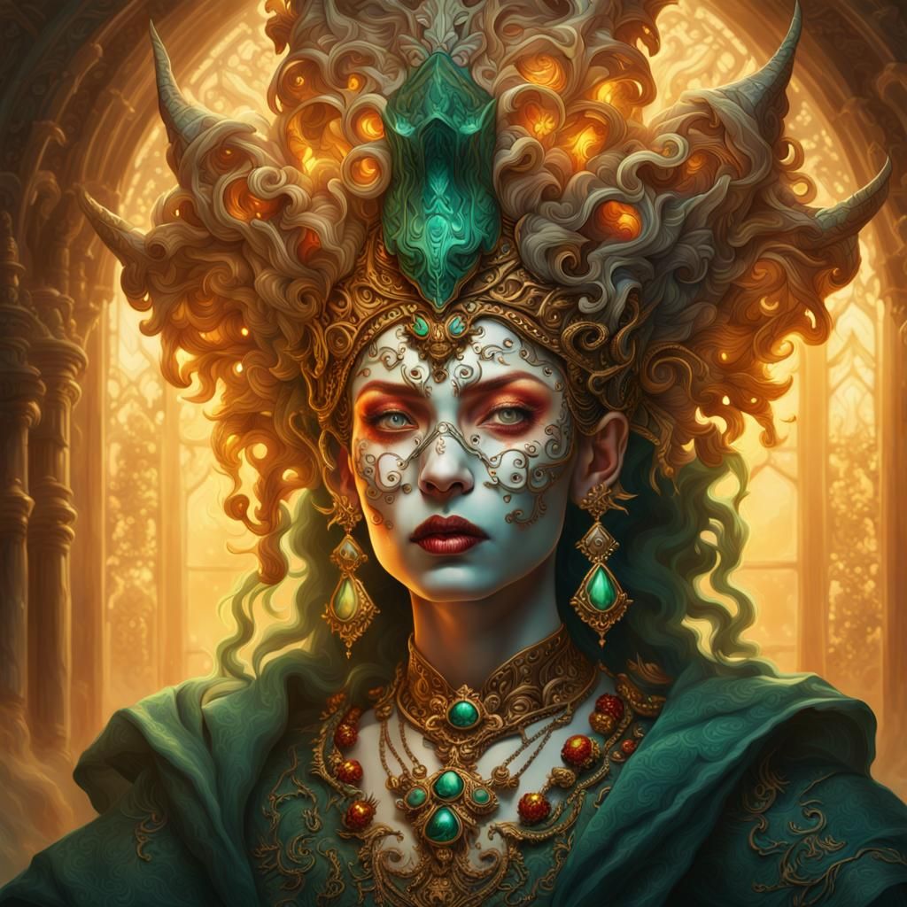 Demonic Porcelain Princess in Baroque Style