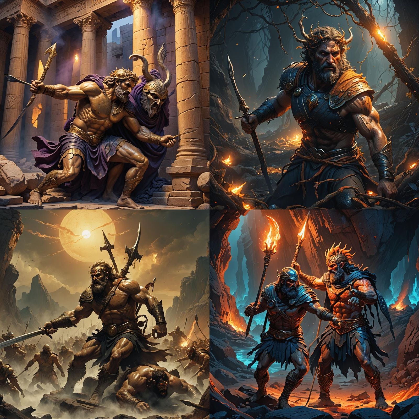 Odysseus Blinds the Cyclops: A Fantasy Art Scene