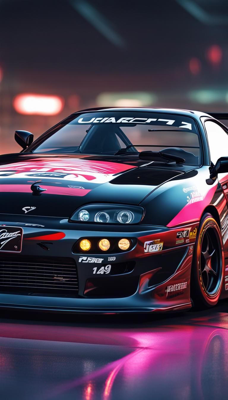 Modified 1990 Supra Drift Car in Hyper-Realistic Style