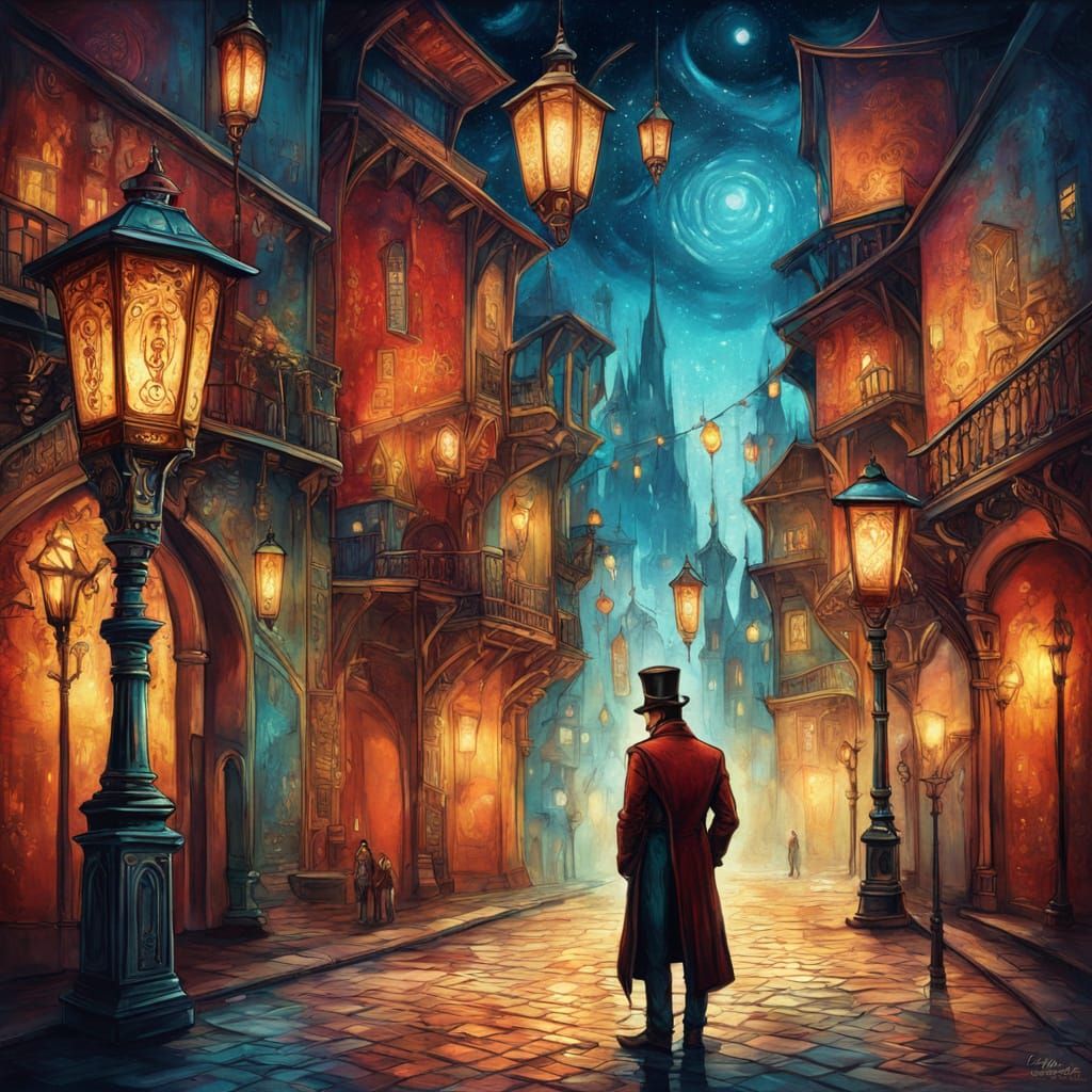 Steampunk Masterpiece: Whimsical Street Scene