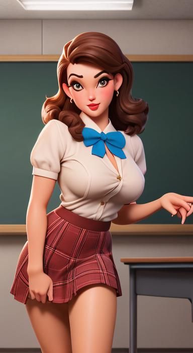 Pin-Up Teacher in CGI Style
