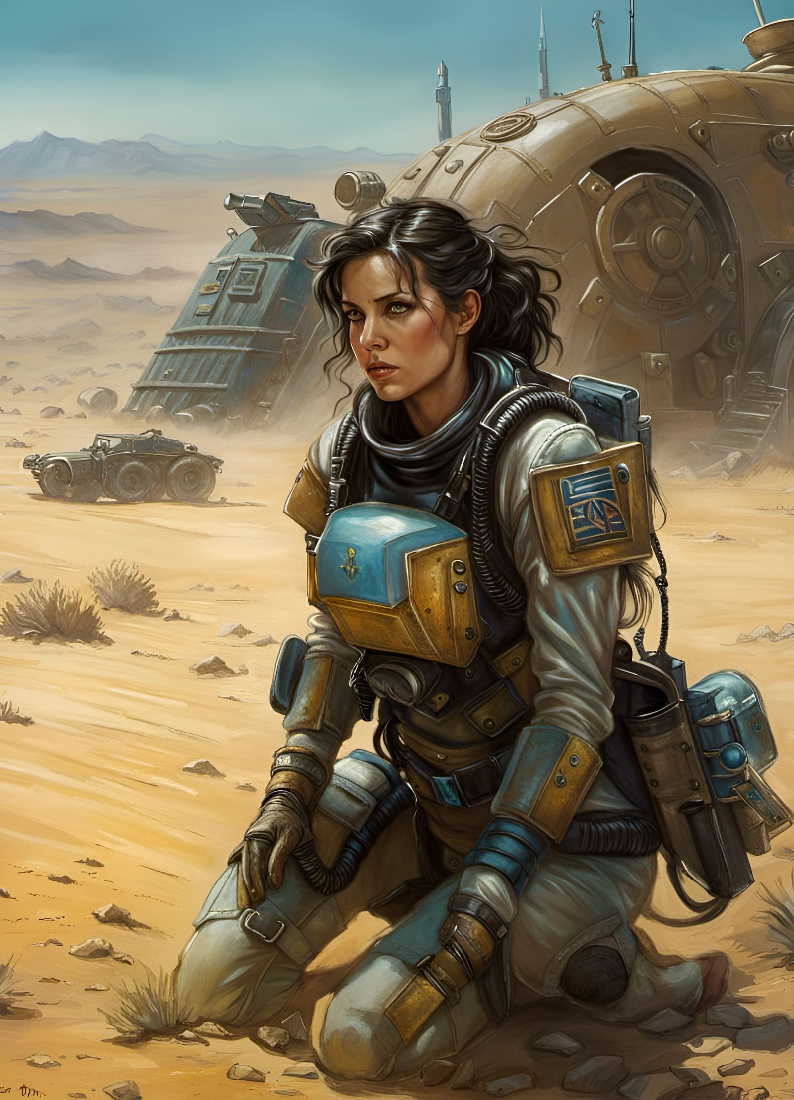 Post-Apocalyptic Vault Dweller Crawling Through Desert