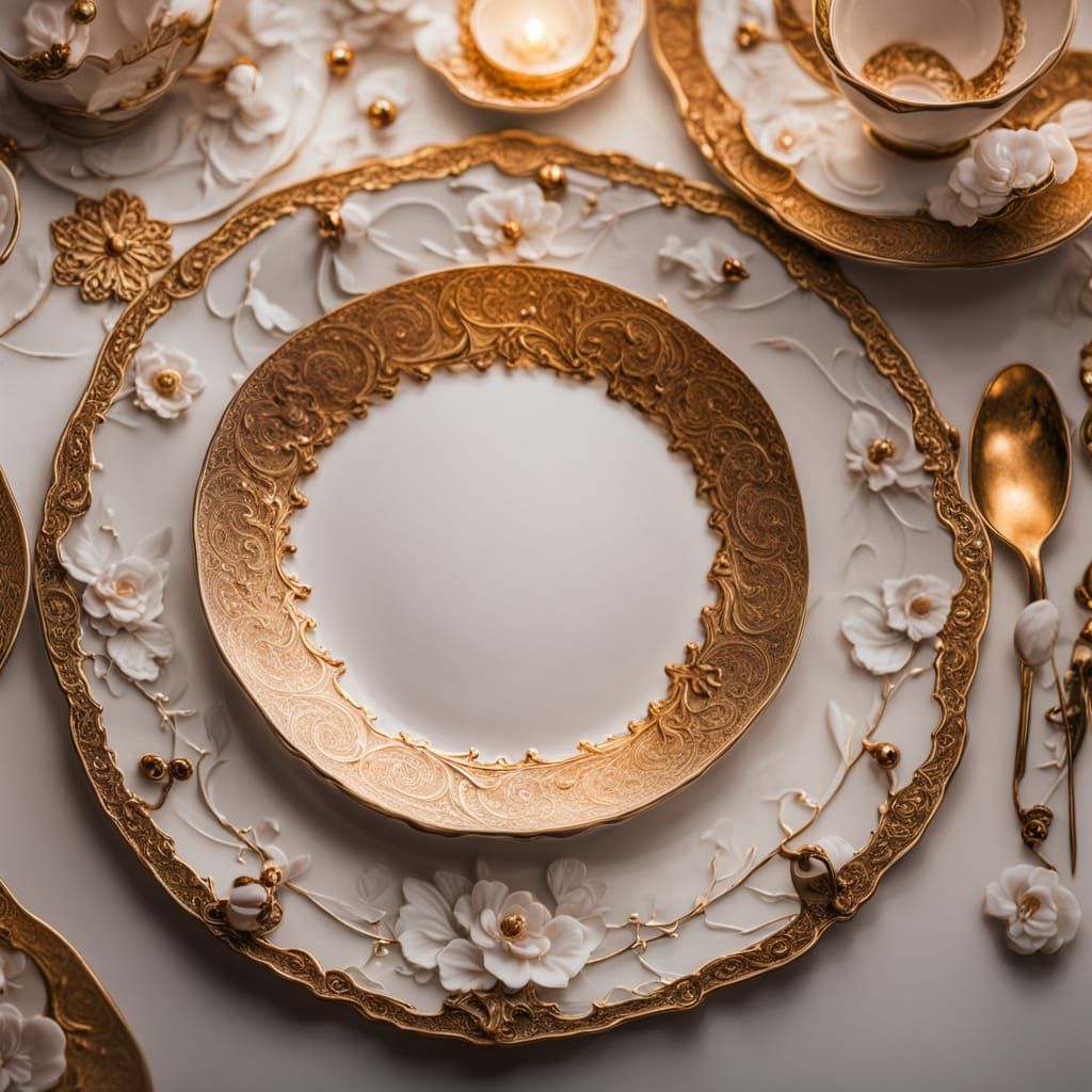 Precious Porcelain Plate Still Life in Macro Photography