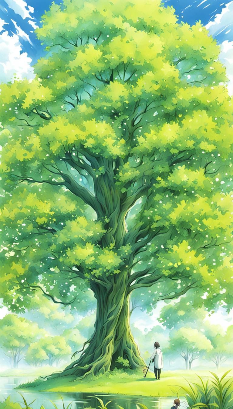 Willow Tree in Anime Key Visual Style