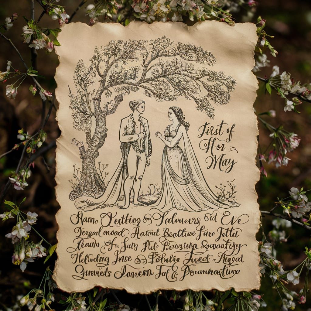 Elegant Wedding Invitation Featuring Adam and Eve
