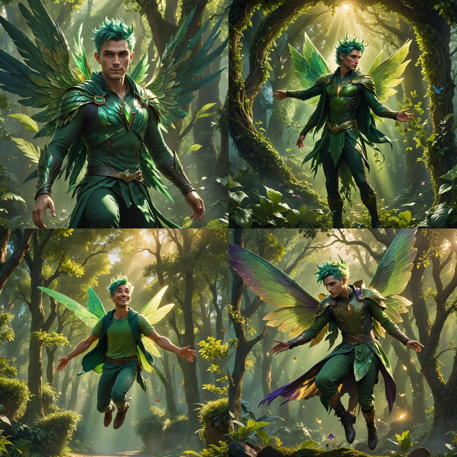 Handsome Earth Fairy with Green Wings