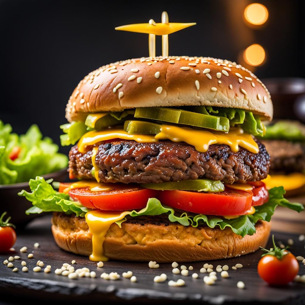 Mouthwatering Double Cheeseburger with Fresh Toppings