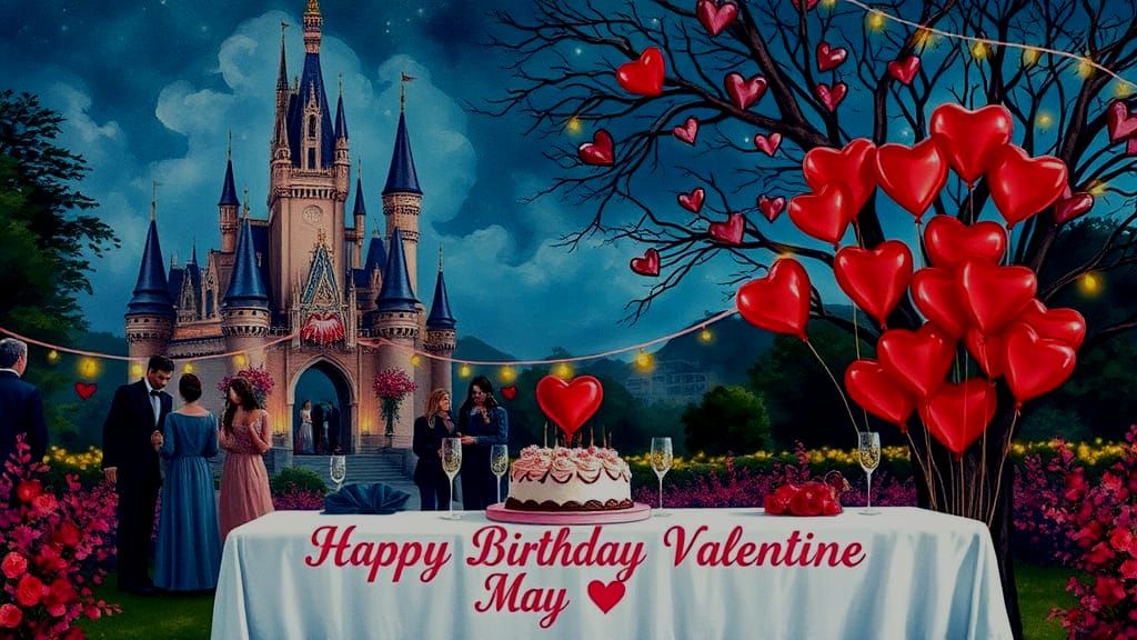 Romantic Valentine's Castle Under Starry Night Sky