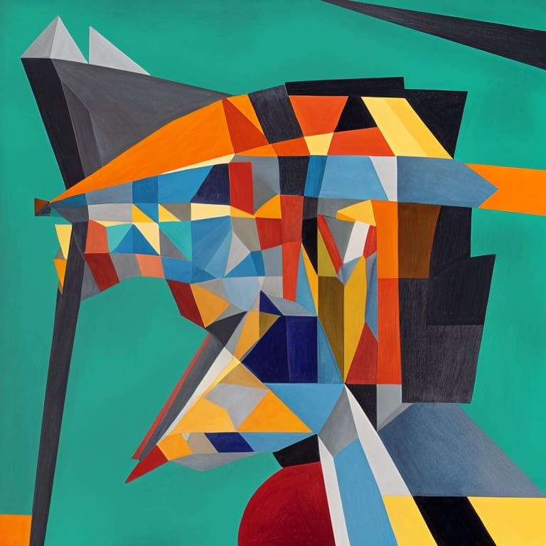 Creative Crocodile in Geometric Cubist Art Deco Style