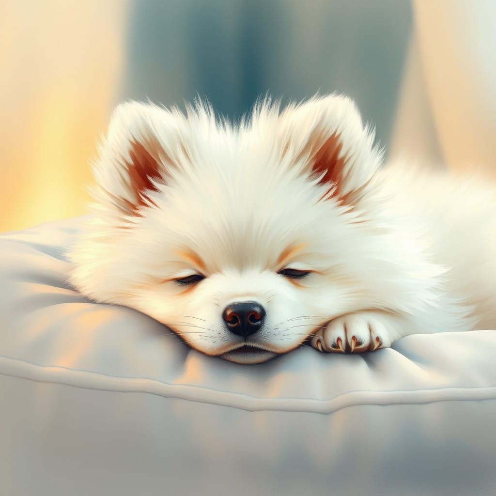 Whimsical Samoyed Puppy in Watercolor Style