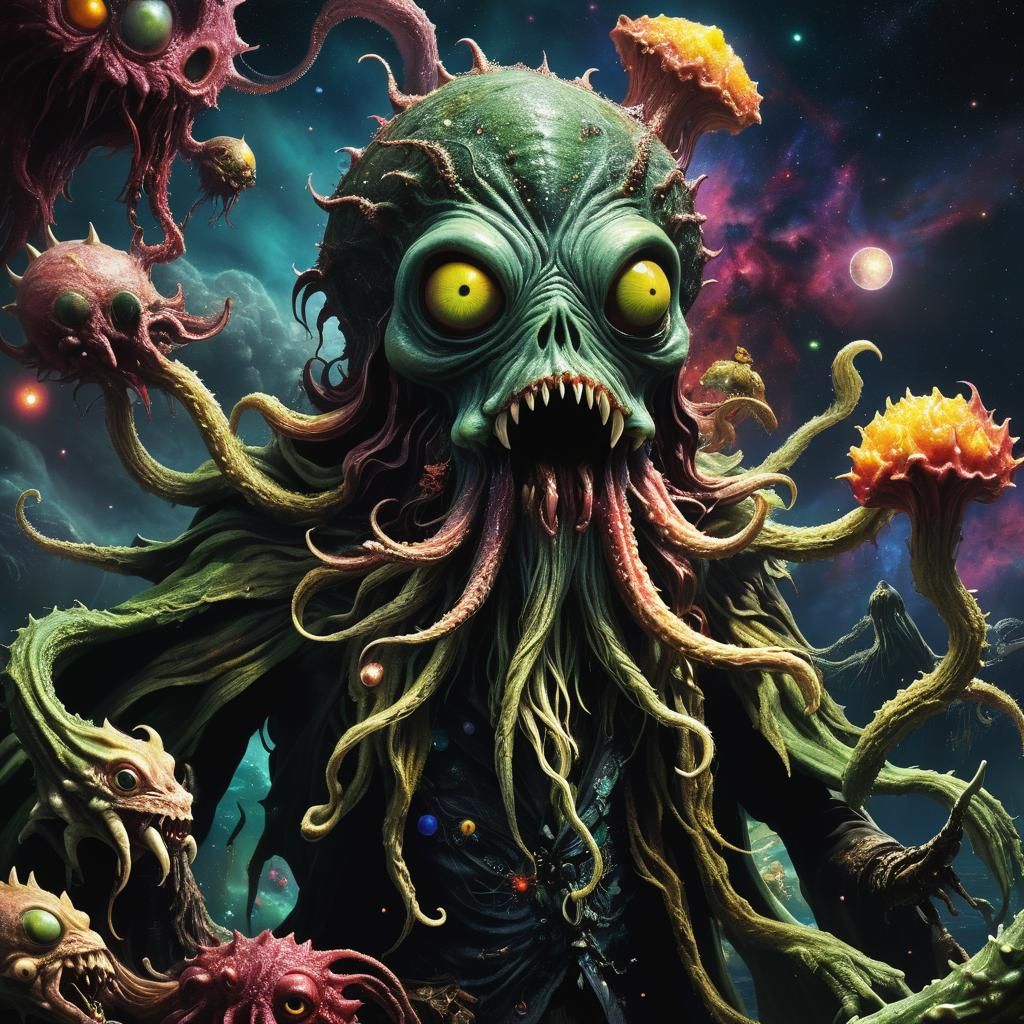 Undead Muppet-Cthulhu in Nightmare Sea: Digital Art