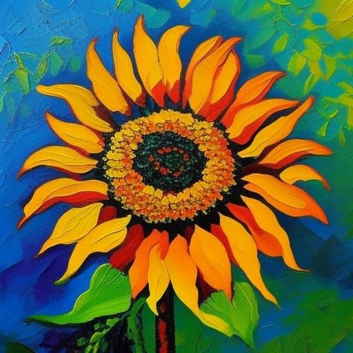 Sunflower in Neo-Impressionist Expressionist Style