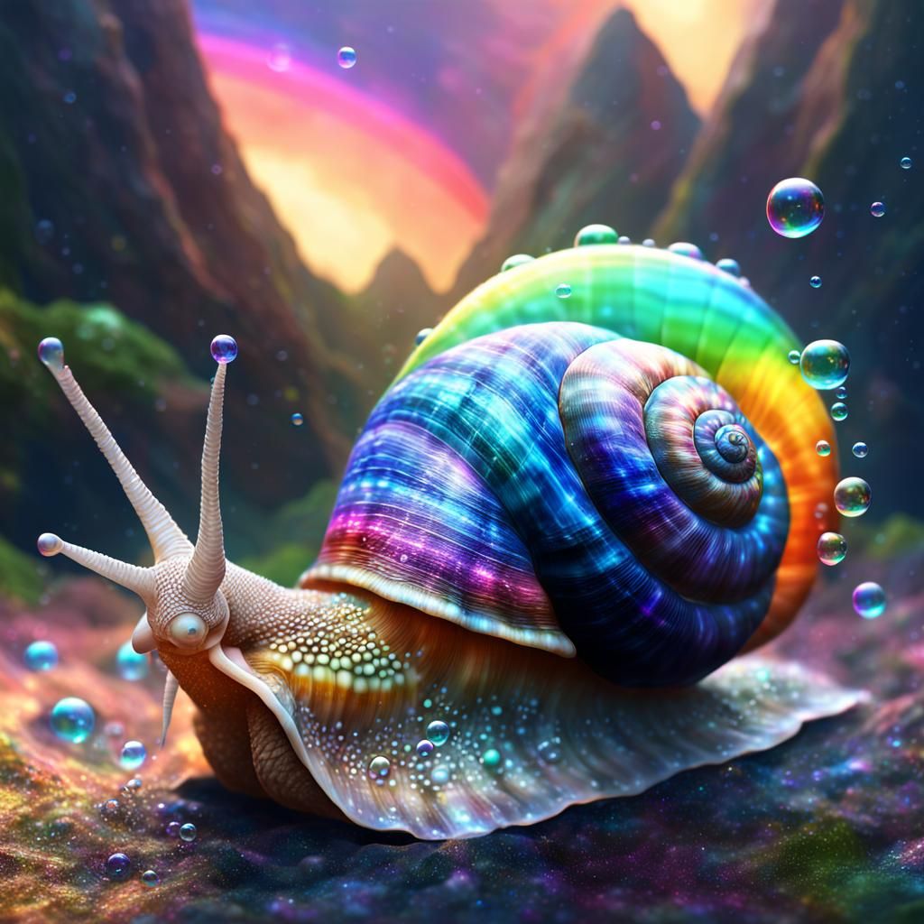 Rainbow Galactic Snail with Sacred Geometry