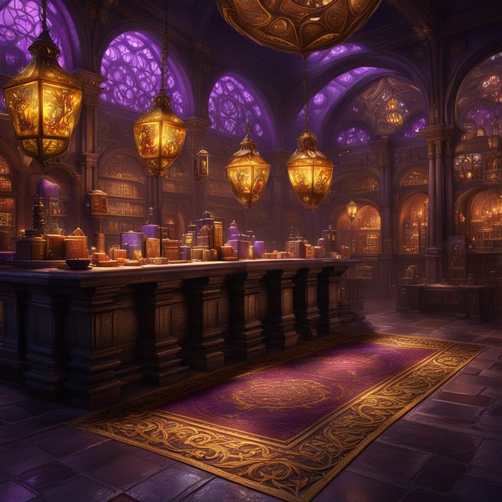 Dark Fantasy Landscape in Art Nouveau Style