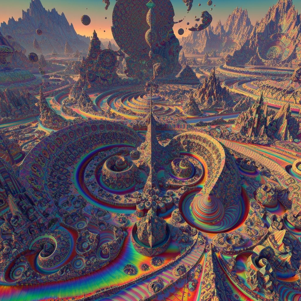 Surreal Geometric Landscape with Asymmetric Shapes