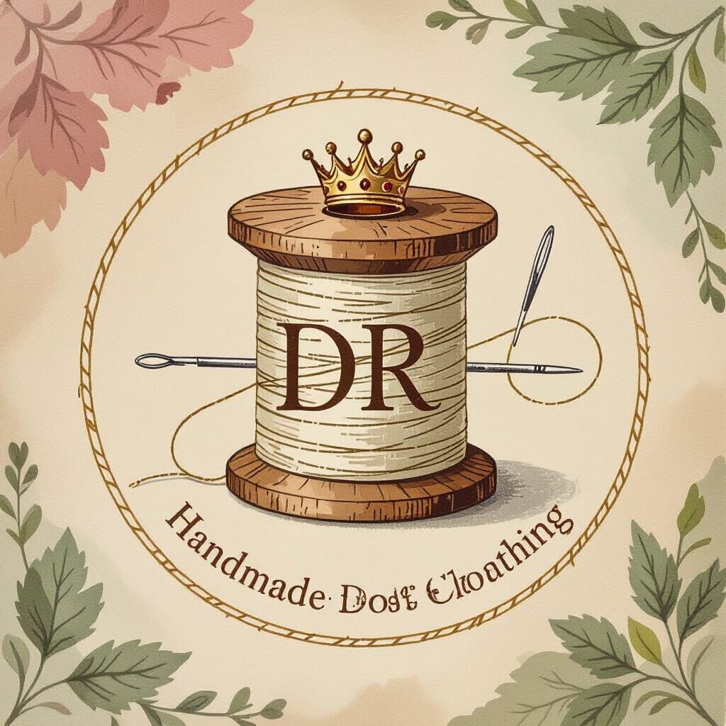 Vintage Doll Clothes Logo: Thread Spool Emblem