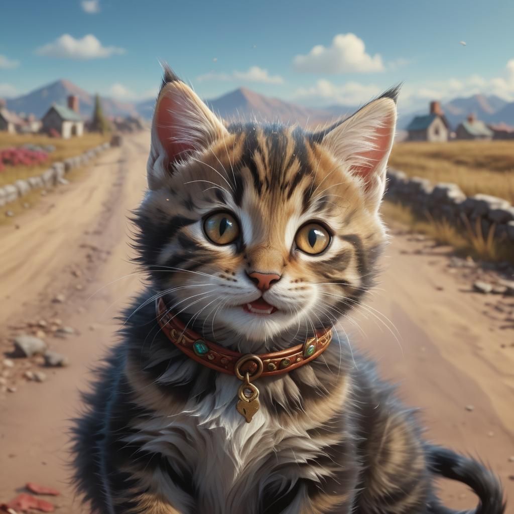 Adorable Kitten in Digital Matte Painting