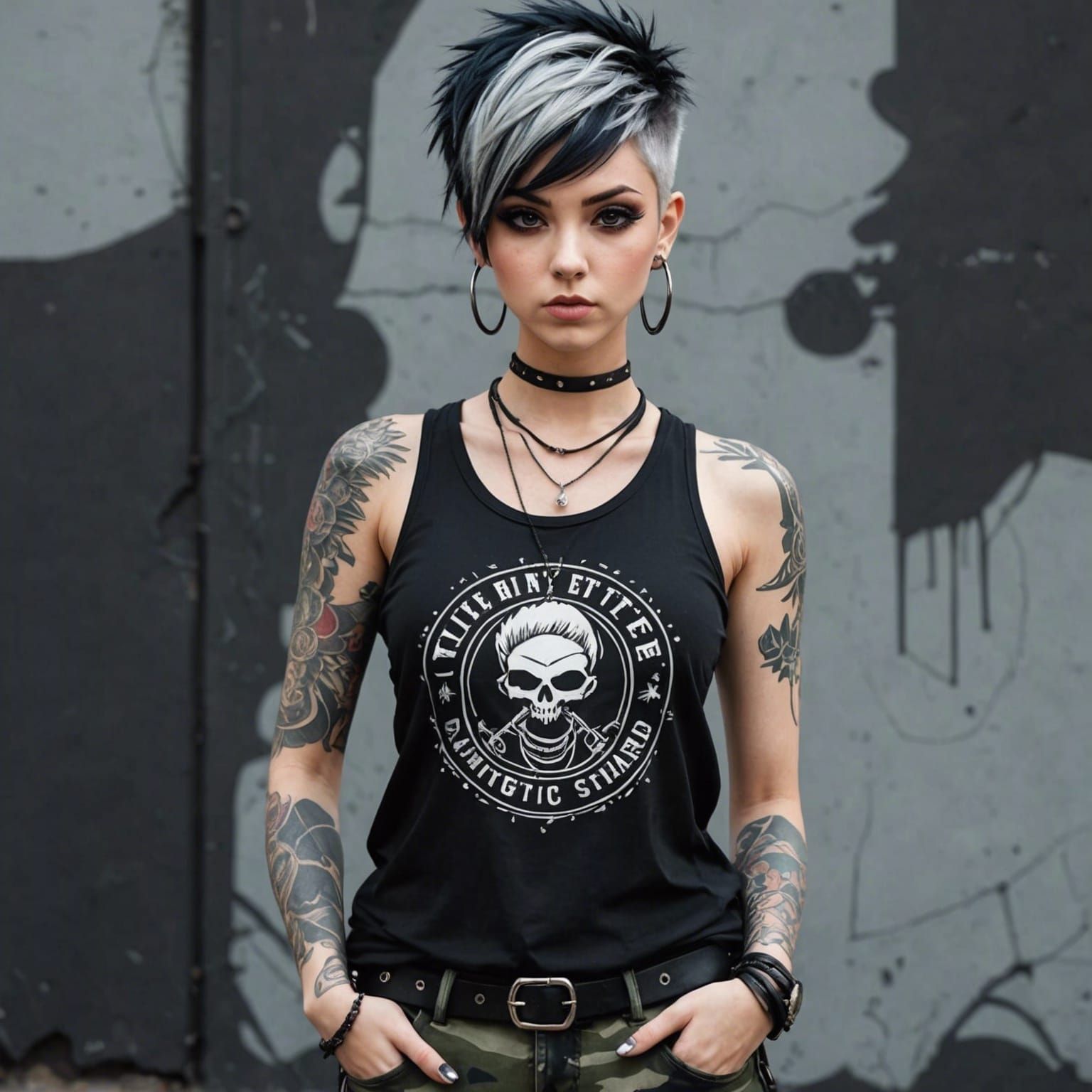 Tattooed Punk Girl in 3D Anime Style