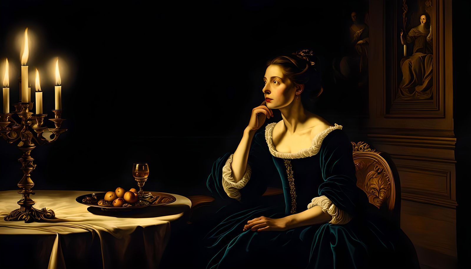 Lucretia Painting in Guido Cagnacci Style