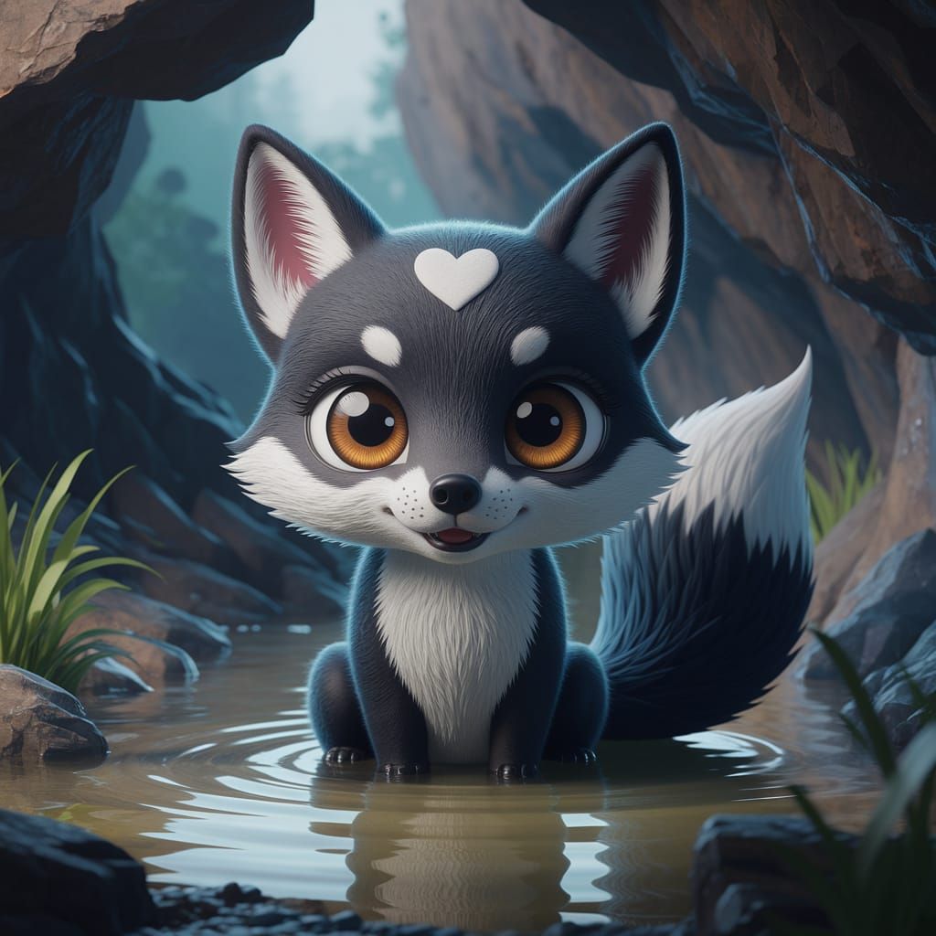 Mysterious Fox in a Cave Oasis
