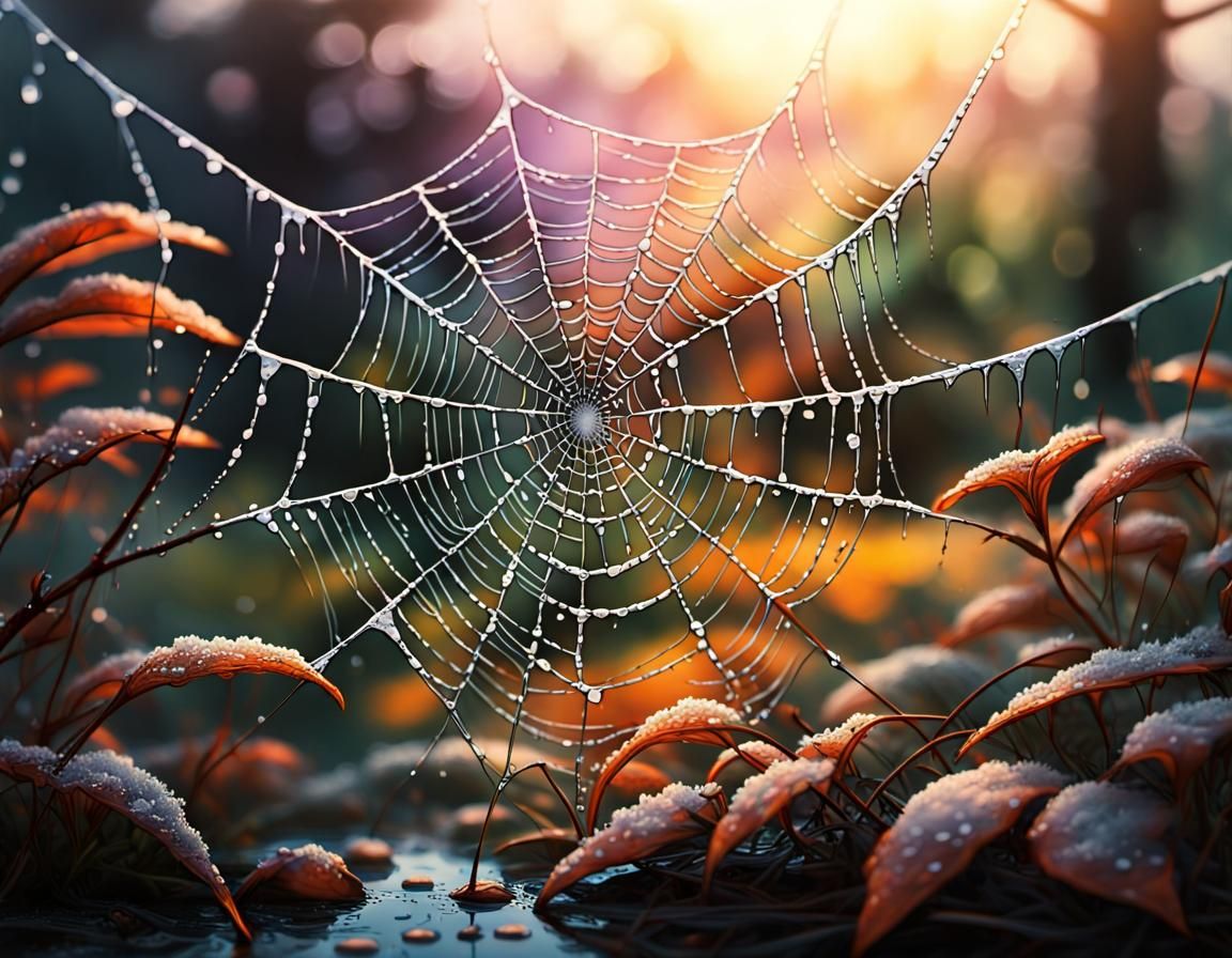 Spiderweb with Dewdrops: Akira Toriyama-Inspired Speedpaint