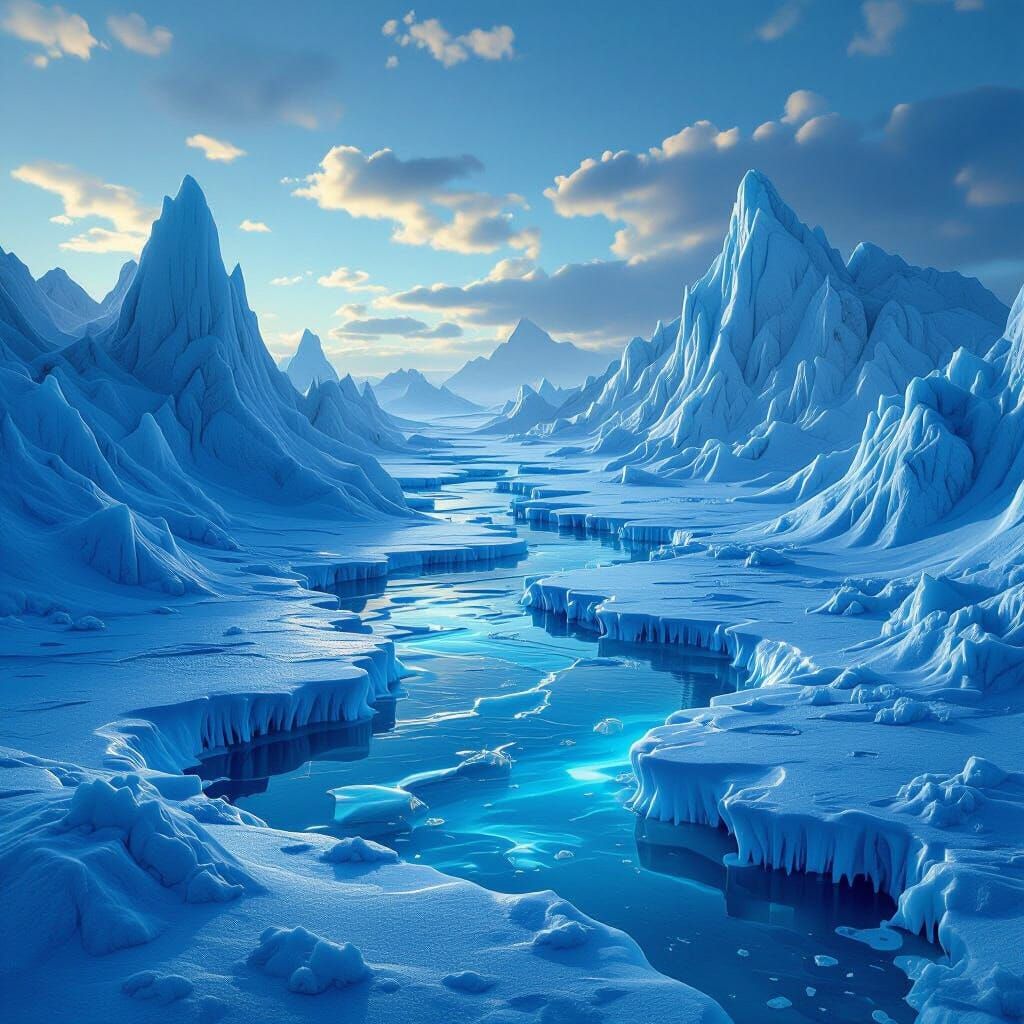 Surreal Frozen Landscape Inspired by Salvador Dali