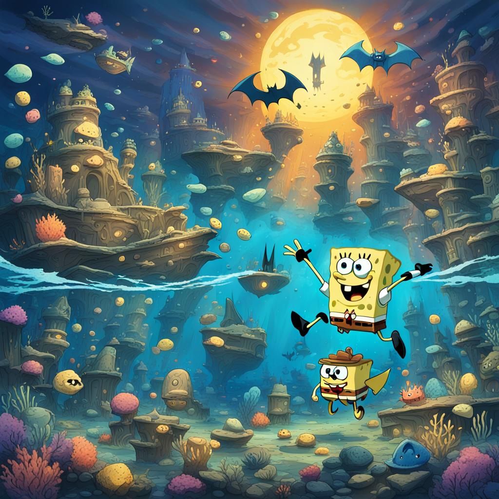 SpongeBob as the Caped Crusader of Bikini Bottom