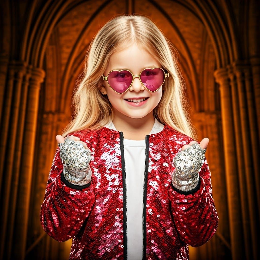 Whimsical Athletic Girl in Vibrant Church Attire