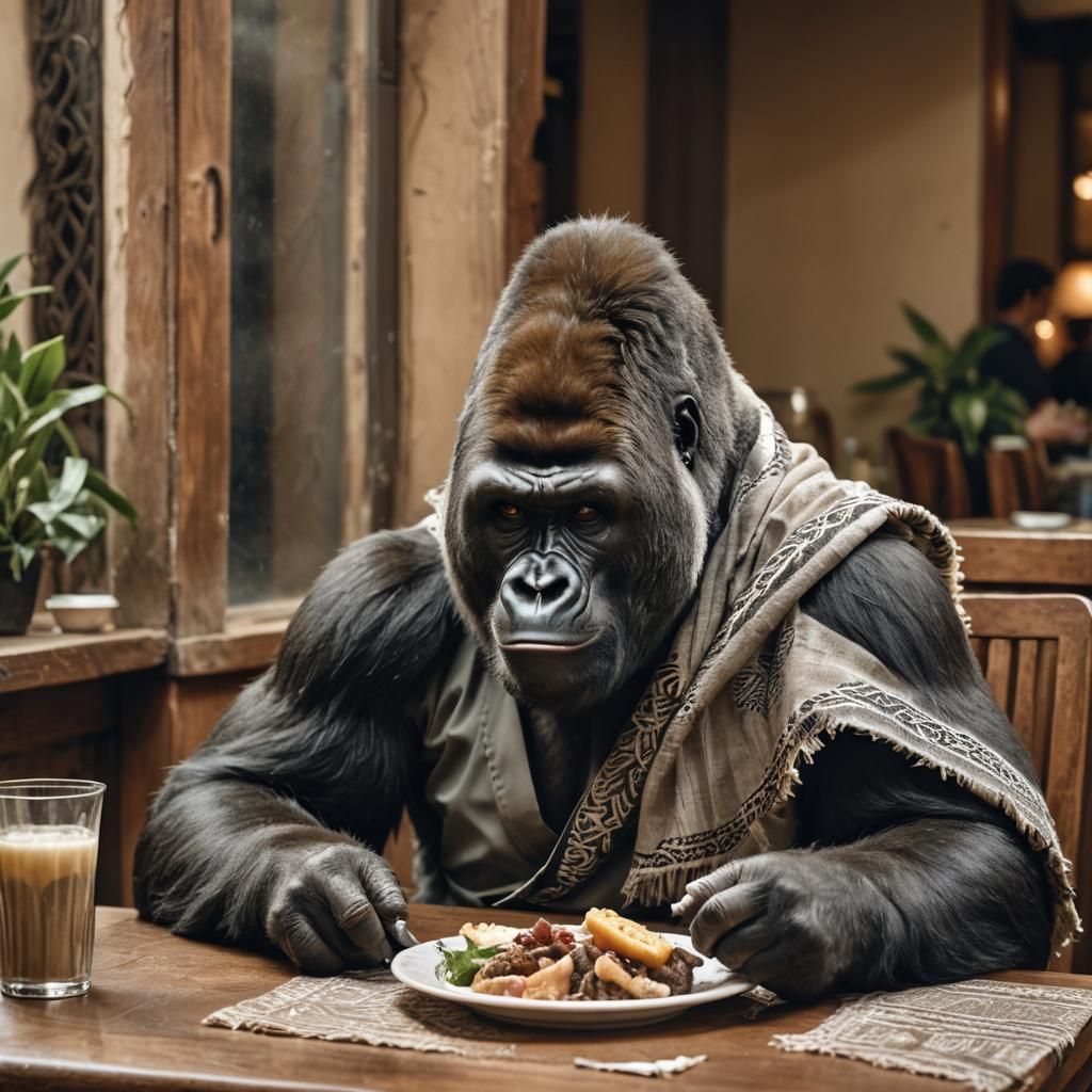 Gorilla in Thobe: A Professional Photography Portrait