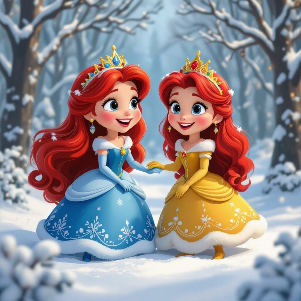 Nutcracker Princesses with Reindeer in Snowy Forest: Pixar S...