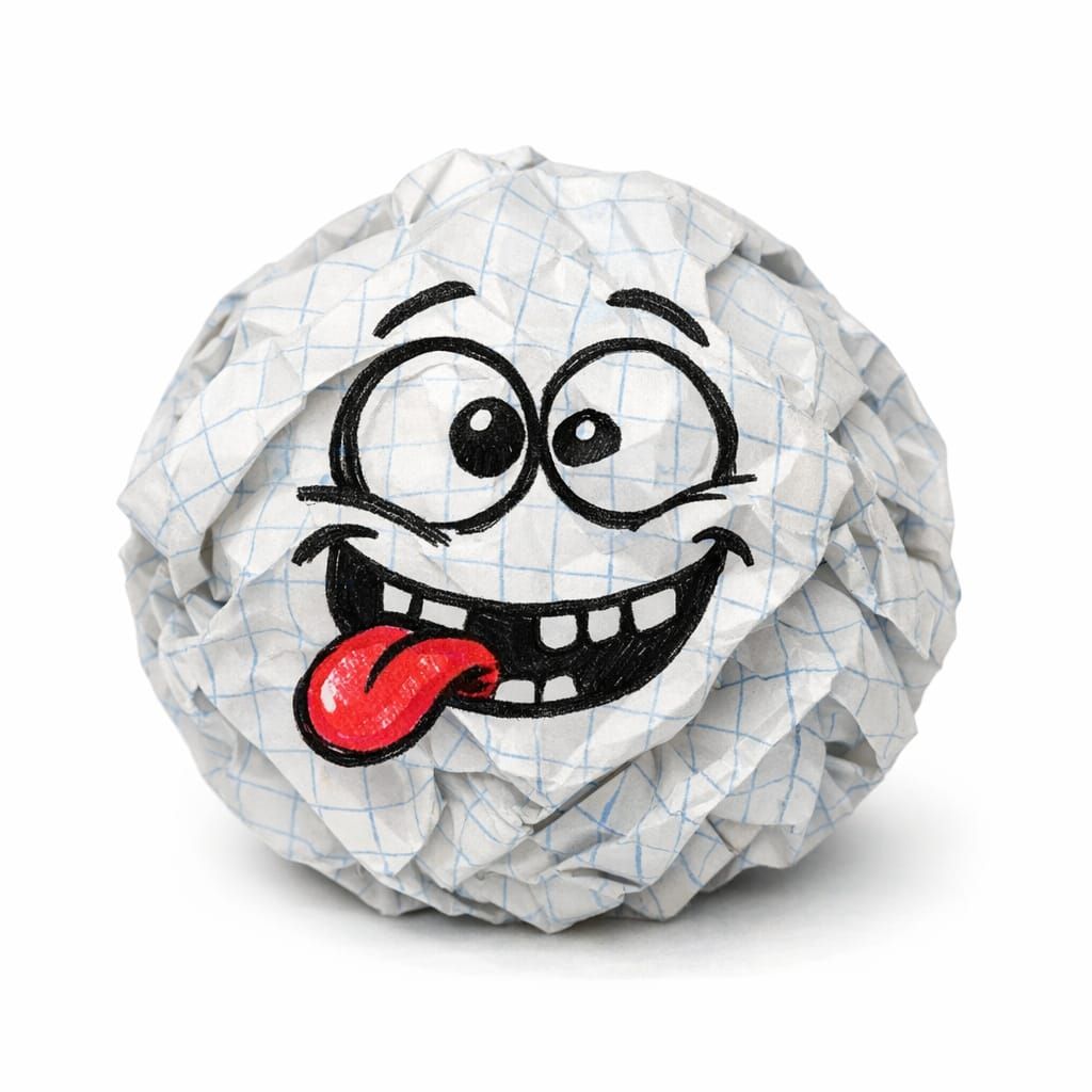 Funny Crumpled Paper Ball with Face