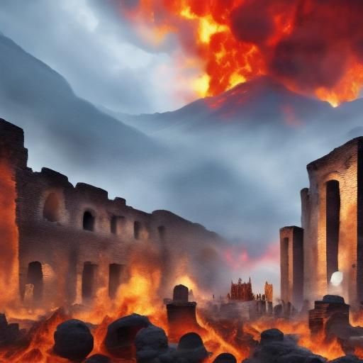 Ancient Roman Ruins Buried in a Dramatic Watercolor-Inspired...