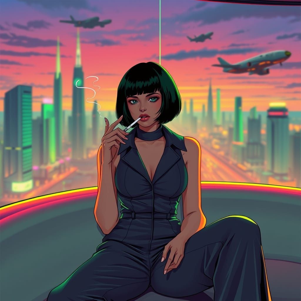 Cyberpunk Goddess in Neon Ambiance