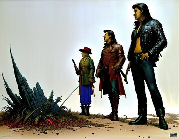 Surreal Dark Fantasy Landscape in Comic Art Style
