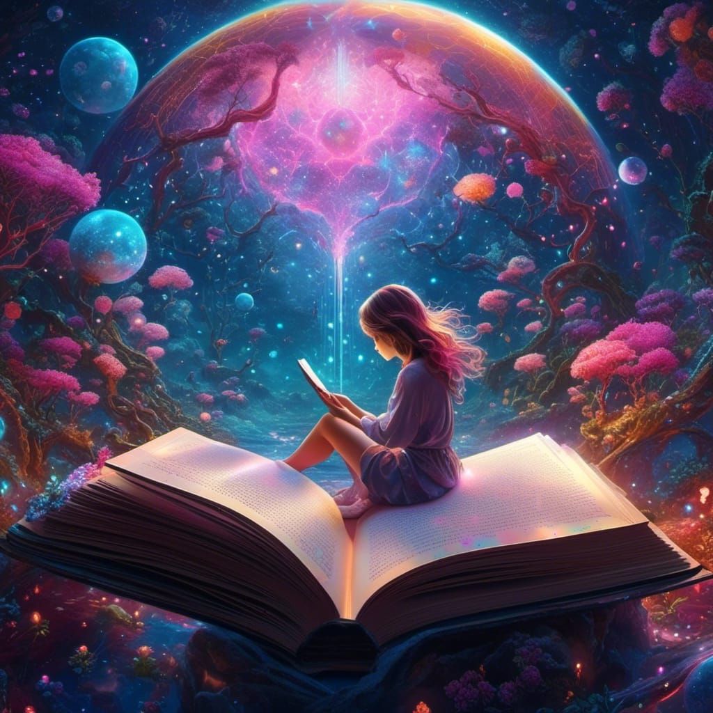 Reader Falling into Book, Entering New World