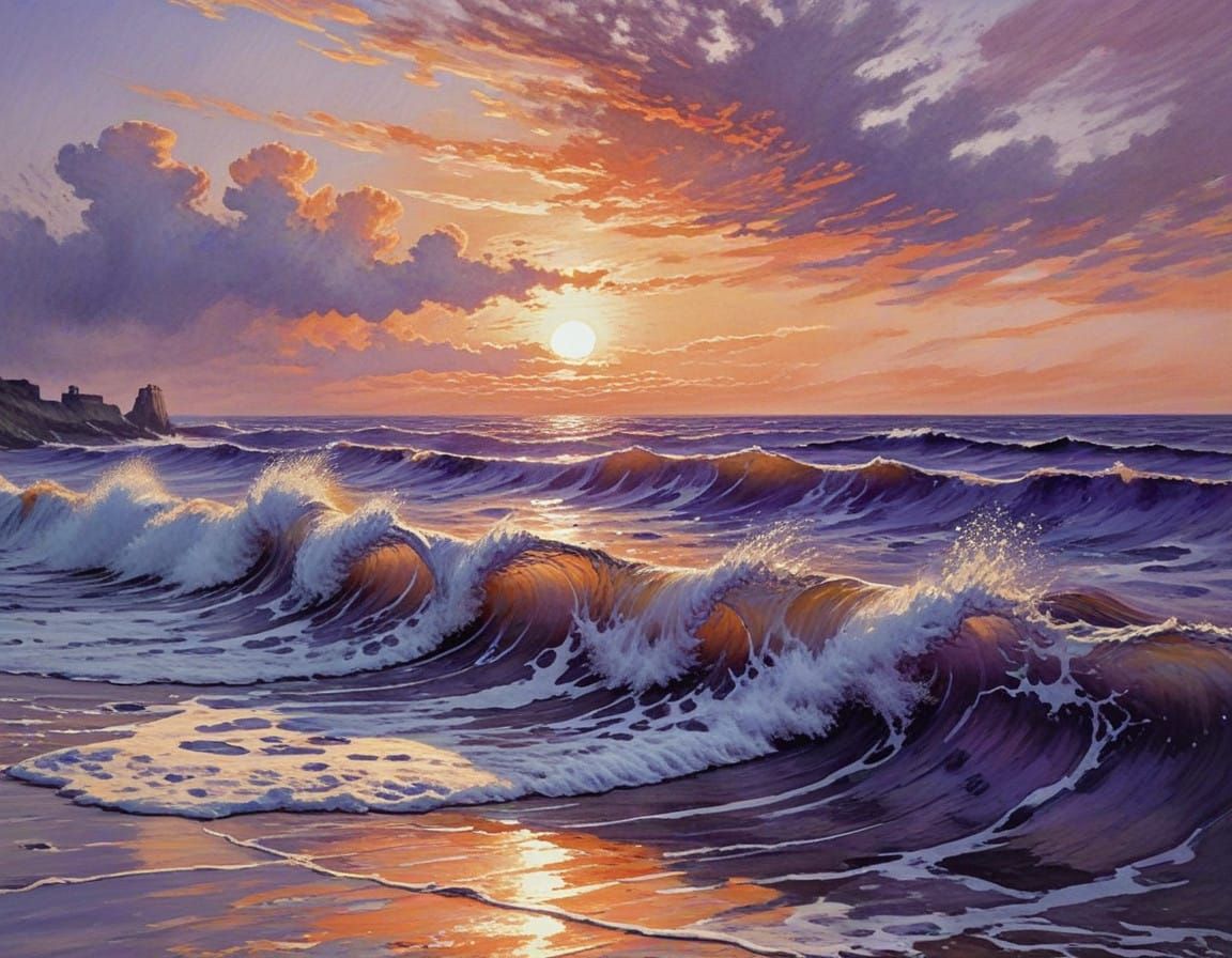 Dichromatic composition using these colors peach #FFE5B4 and deep lavender #B57EDC stunningly beautiful : calm emotion