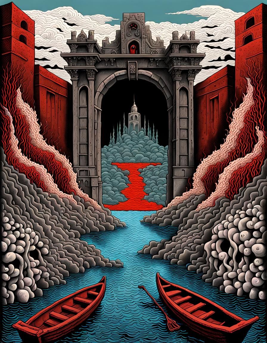 Surrealistic Hell Gates with Serpentine River