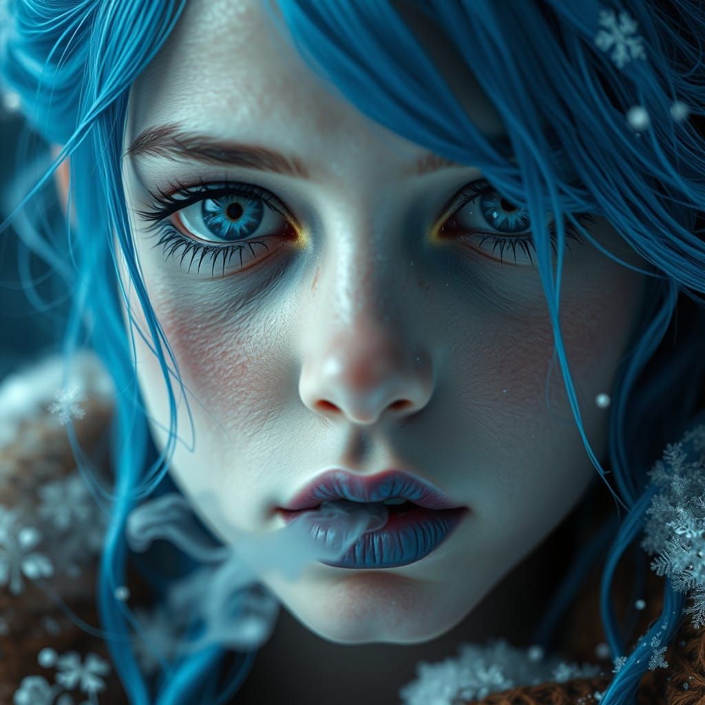 Surreal Portrait of a Girl in Icy Frost