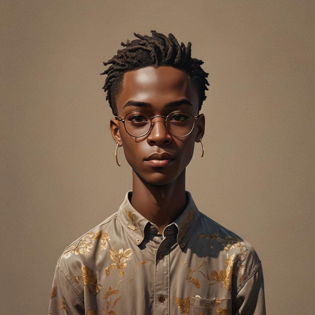 Hyperrealistic Portrait of Stylish Teen in Detailed Matte Pa...
