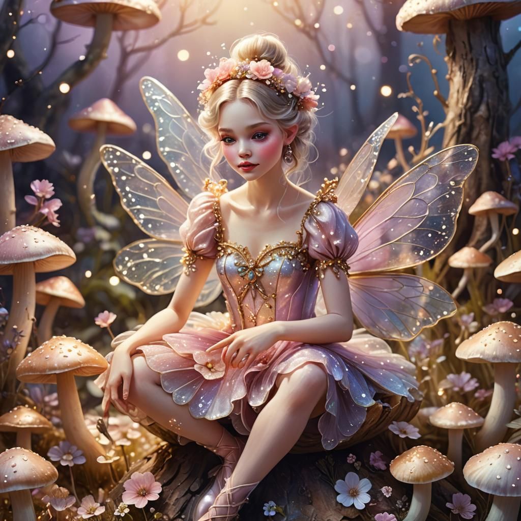 Sugarplum Fairy Portrait in Whimsical Illustration Style