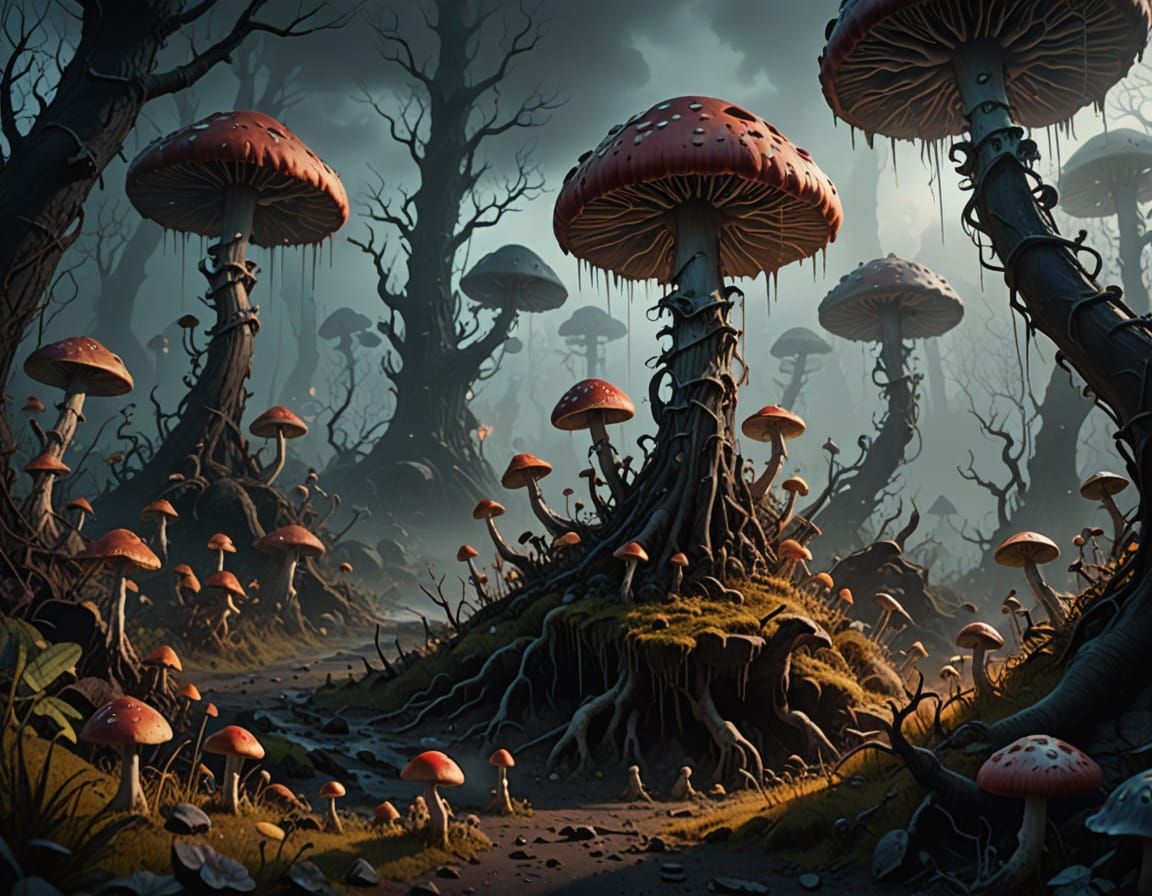 Mystical Fungal Kingdom in Dark Fantasy