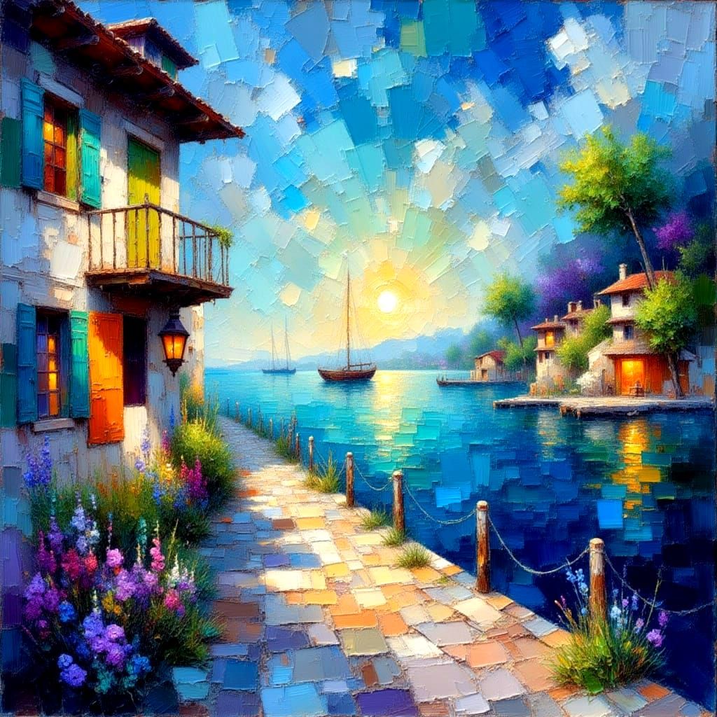 Nostalgic Departure in Vibrant Oil Painting Style